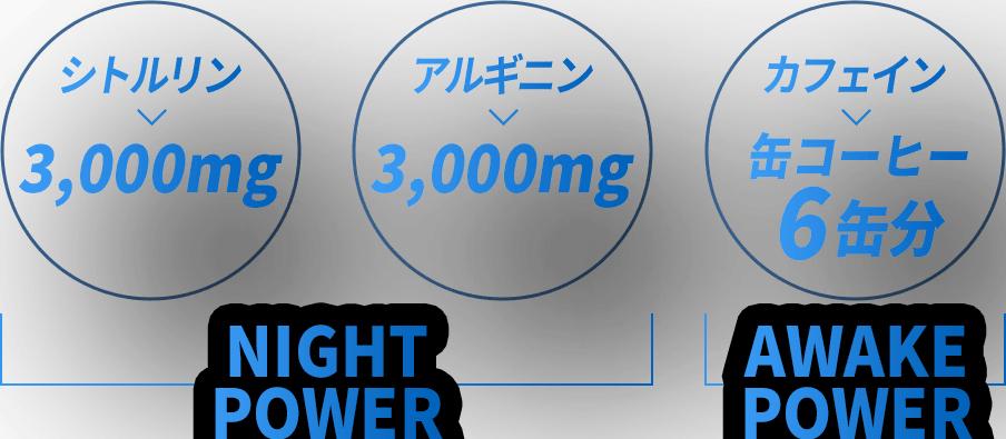 シトルリン3,000mgアルギニン3,000mgNIGHTPOWERカフェイン缶コーヒー6缶分AWAKEPOWER