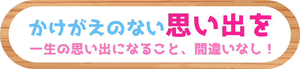 かけがえのない思い出を一生の思い出になること、間違いなし！